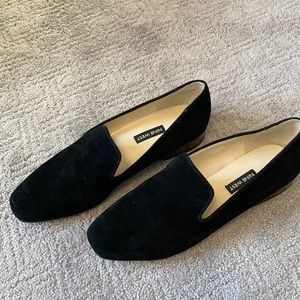 Nine West Lisette Smoking Flats black suede size 7